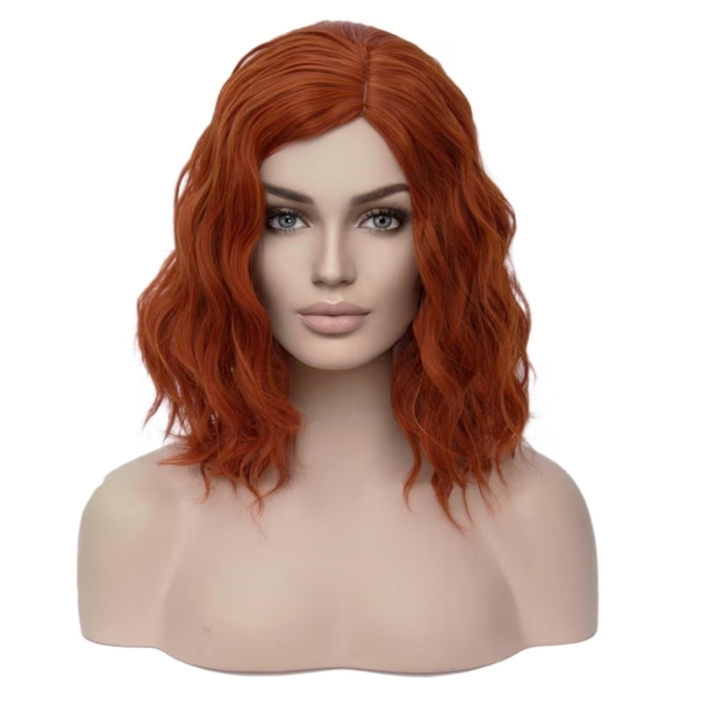 14 Inch Dark Orange Curly Synthetic Hair Wig